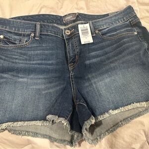 Torrid Blue Denim Frayed Hem Shorts